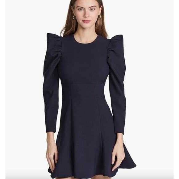 NWT Likely Alia Long Puff Sleeve Mini Dress Puffy sz 14 Navy Blue $248 Women's - Picture 6 of 16